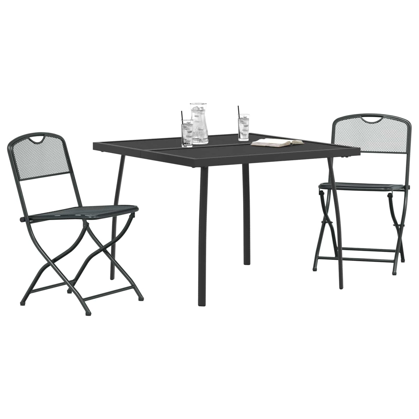 vidaXL Outdoor Furniture Set Folding 3 pcs Anthracite Iron and Steel