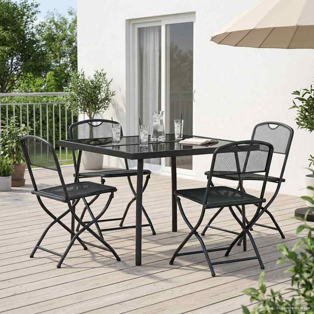 vidaXL Outdoor Furniture Set Folding 5 pcs Anthracite Iron and Steel