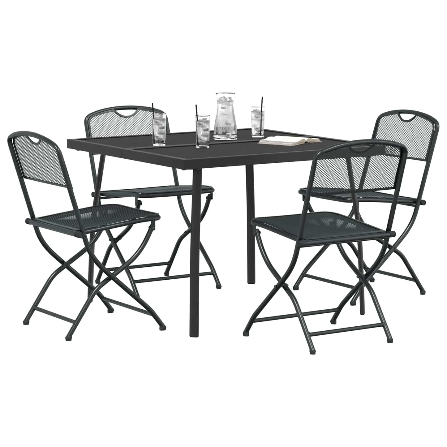 vidaXL Outdoor Furniture Set Folding 5 pcs Anthracite Iron and Steel