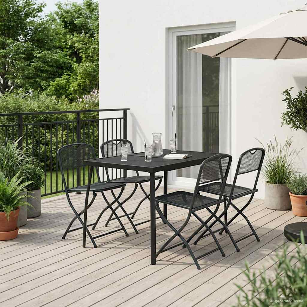 vidaXL Outdoor Furniture Set Folding 5 pcs Anthracite Iron and Steel
