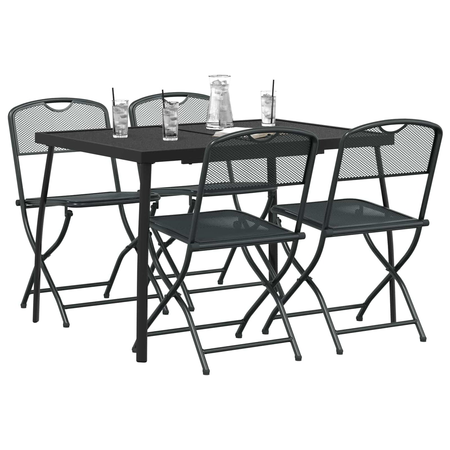 vidaXL Outdoor Furniture Set Folding 5 pcs Anthracite Iron and Steel