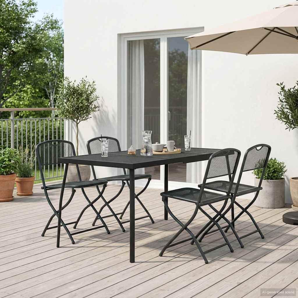 vidaXL Outdoor Furniture Set Folding 5 pcs Anthracite Iron and Steel