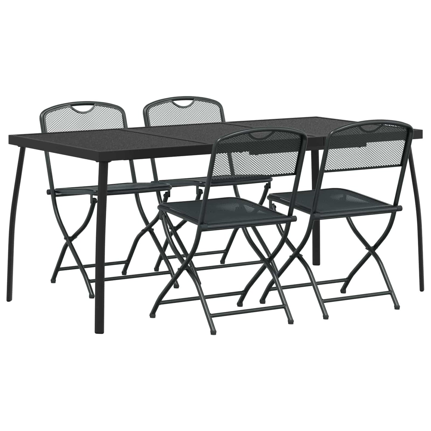 vidaXL Outdoor Furniture Set Folding 5 pcs Anthracite Iron and Steel