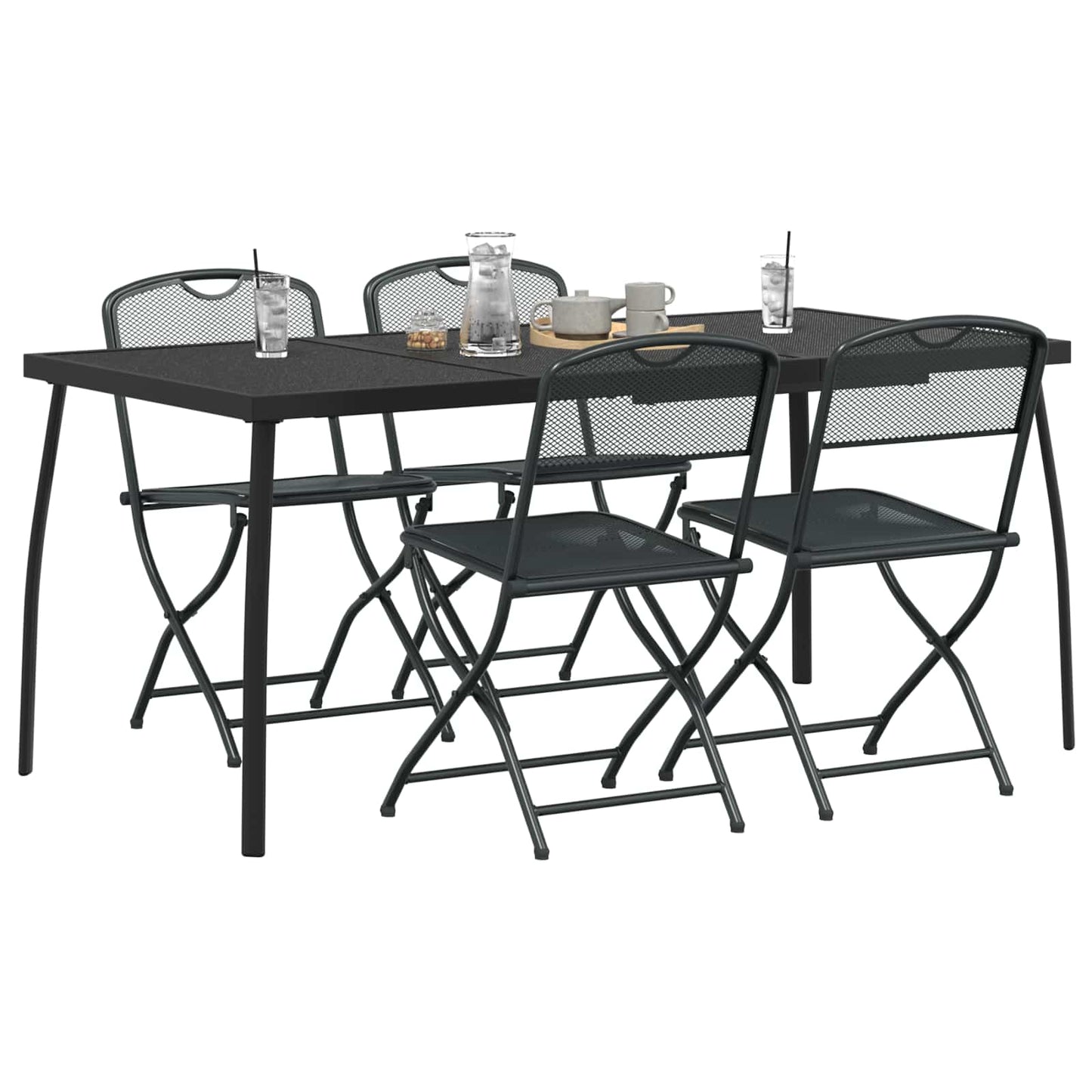 vidaXL Outdoor Furniture Set Folding 5 pcs Anthracite Iron and Steel
