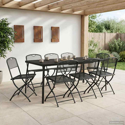 vidaXL Outdoor Furniture Set Folding 7 pcs Anthracite Iron and Steel