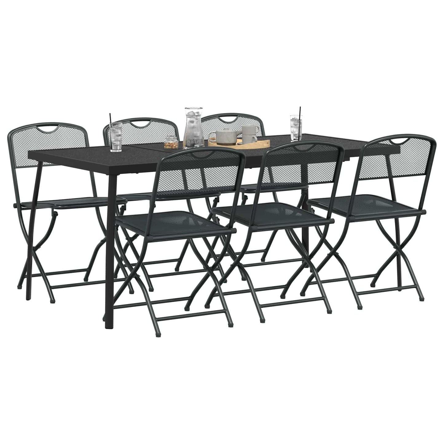 vidaXL Outdoor Furniture Set Folding 7 pcs Anthracite Iron and Steel