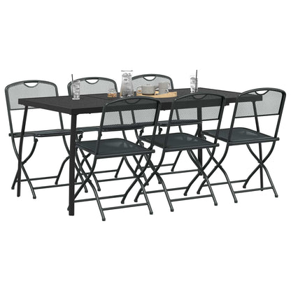 vidaXL Outdoor Furniture Set Folding 7 pcs Anthracite Iron and Steel