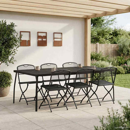 vidaXL Outdoor Furniture Set Folding 7 pcs Anthracite Iron and Steel