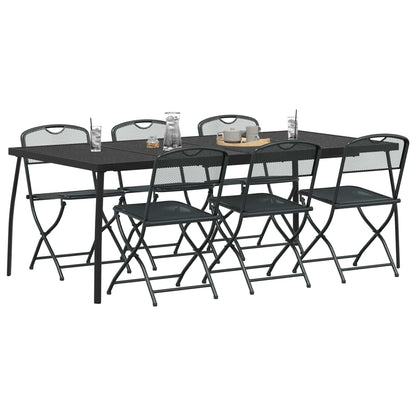vidaXL Outdoor Furniture Set Folding 7 pcs Anthracite Iron and Steel