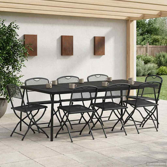 vidaXL Outdoor Furniture Set Folding 9 pcs Anthracite Iron and Steel