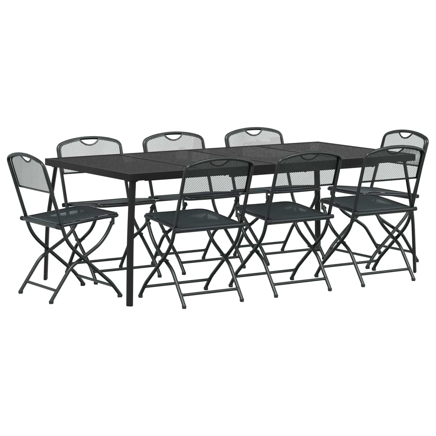 vidaXL Outdoor Furniture Set Folding 9 pcs Anthracite Iron and Steel