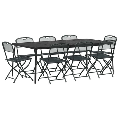 vidaXL Outdoor Furniture Set Folding 9 pcs Anthracite Iron and Steel