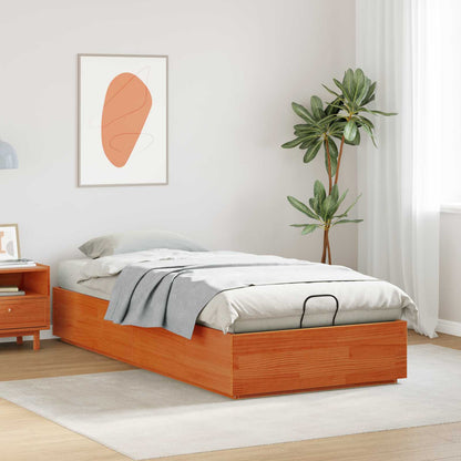 vidaXL Ottoman Bed Frame Wax Brown 75 x 190 cm Solid Pine Wood