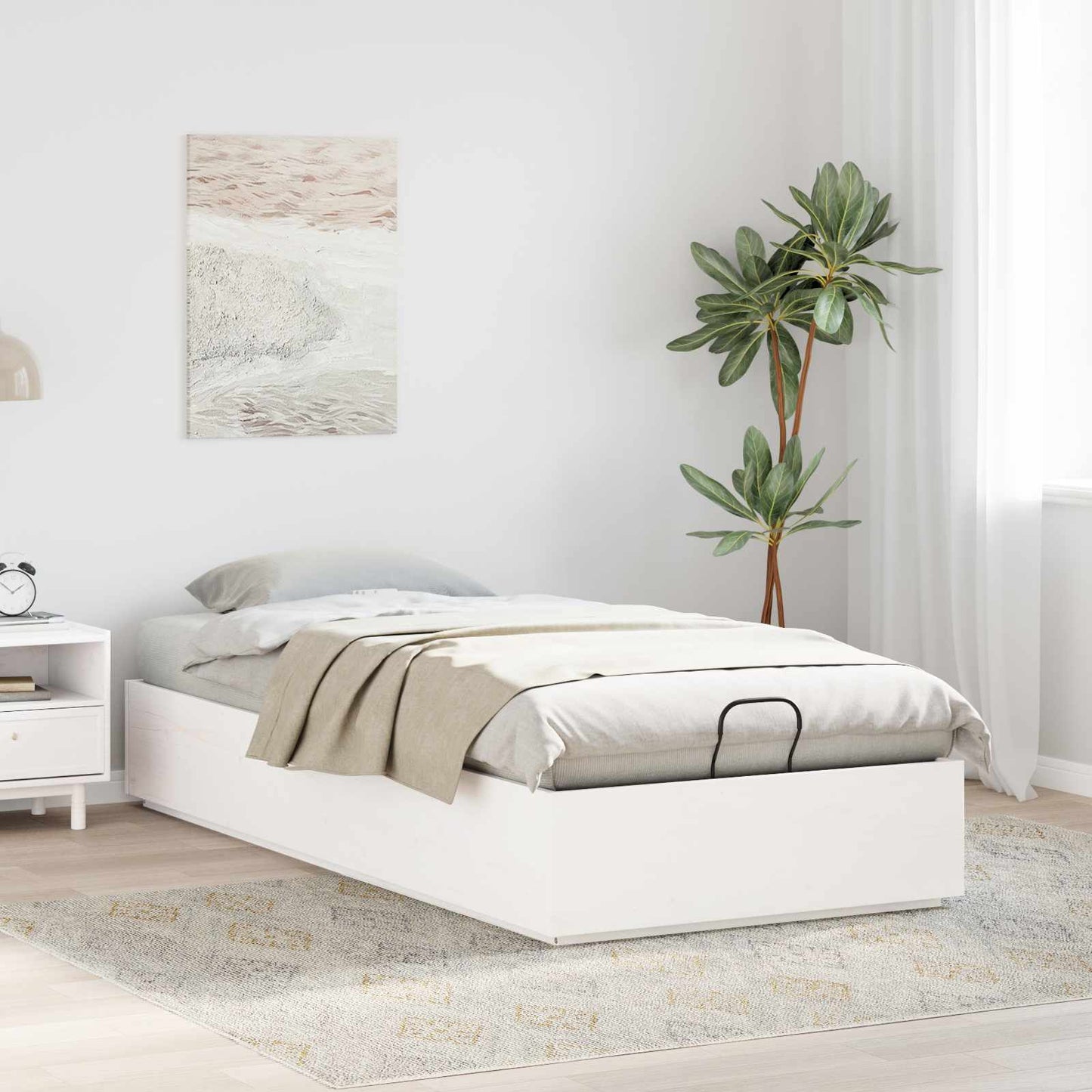 vidaXL Ottoman Bed Frame White 90 x 190 cm Solid Pine Wood