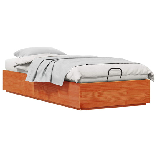 vidaXL Ottoman Bed Frame Wax Brown 90 x 190 cm Solid Pine Wood