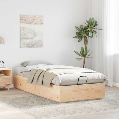 vidaXL Ottoman Bed Frame Natural 90 x 200 cm Solid Pine Wood