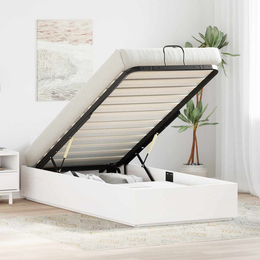 vidaXL Ottoman Bed Frame White 90 x 200 cm Solid Pine Wood