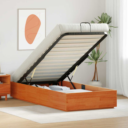 vidaXL Ottoman Bed Frame Wax Brown 90 x 200 cm Solid Pine Wood