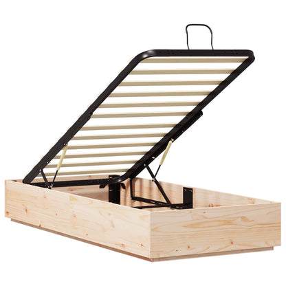 vidaXL Ottoman Bed Frame Natural 100 x 200 cm Solid Pine Wood