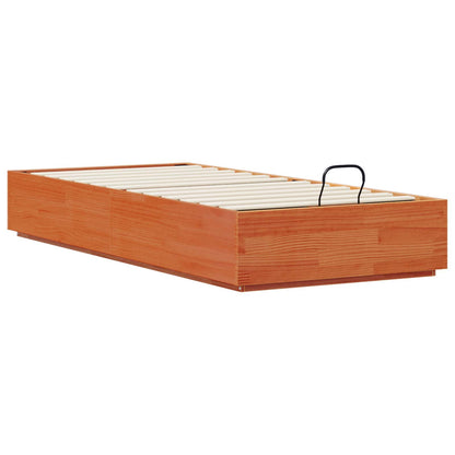 vidaXL Ottoman Bed Frame Wax Brown 100 x 200 cm Solid Pine Wood