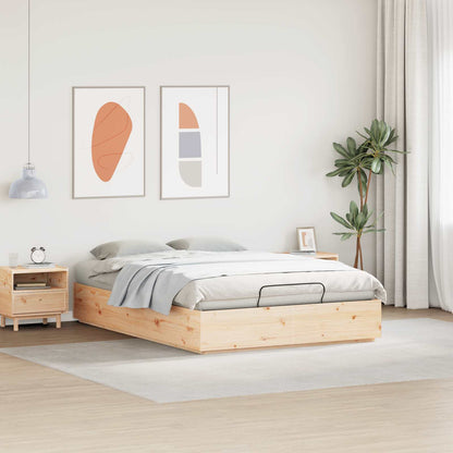 vidaXL Ottoman Bed Frame Natural 120 x 190 cm Solid Pine Wood