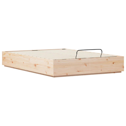 vidaXL Ottoman Bed Frame Natural 120 x 190 cm Solid Pine Wood