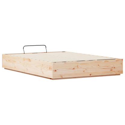 vidaXL Ottoman Bed Frame Natural 120 x 190 cm Solid Pine Wood