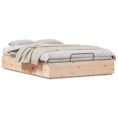 vidaXL Ottoman Bed Frame Natural 120 x 190 cm Solid Pine Wood
