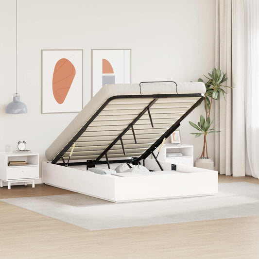vidaXL Ottoman Bed Frame White 120 x 190 cm Solid Pine Wood