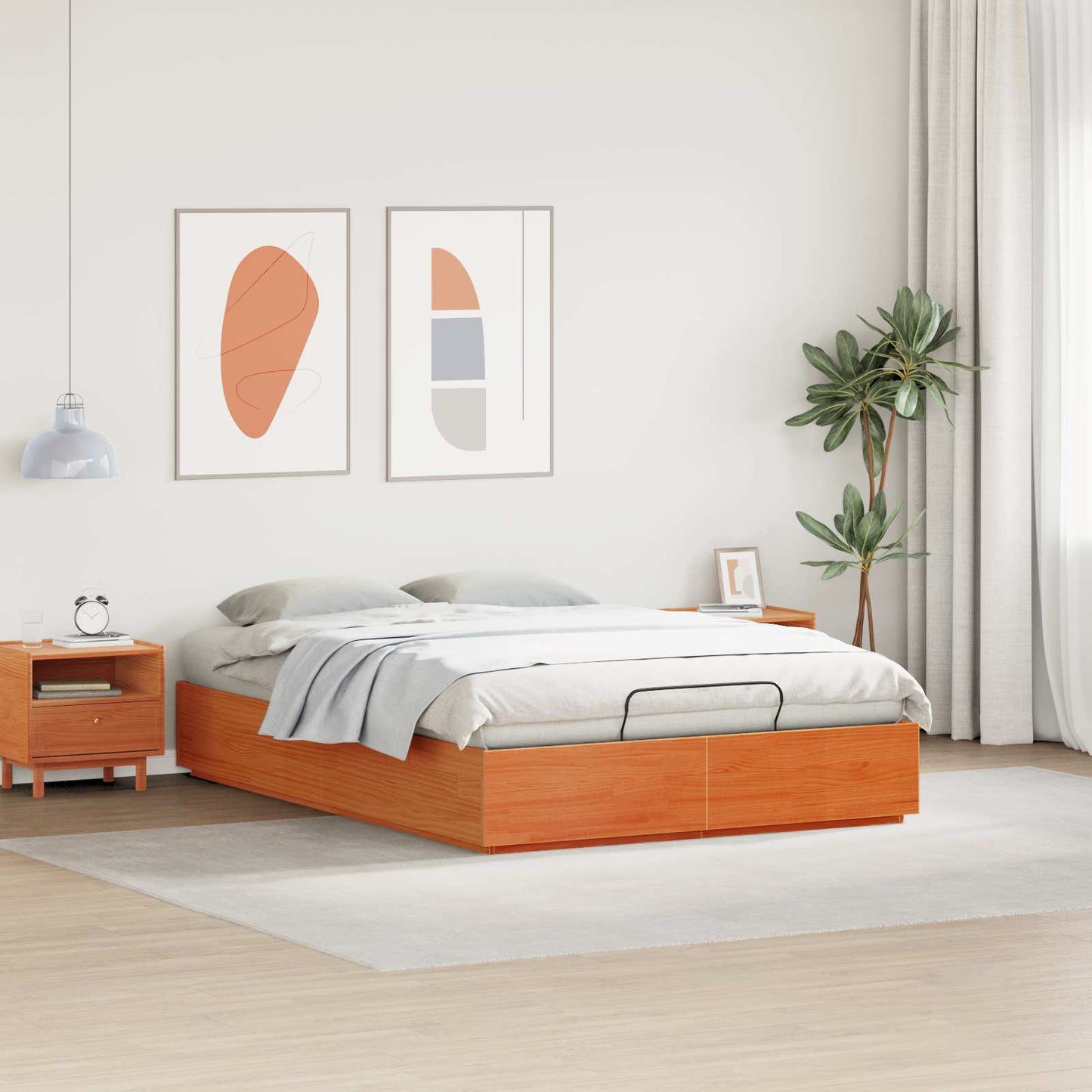 vidaXL Ottoman Bed Frame Wax Brown 120 x 190 cm Solid Pine Wood