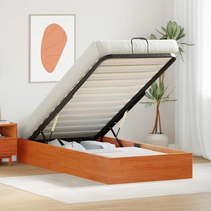 vidaXL Ottoman Bed Frame with Storage Wax Brown 90 x 200 cm