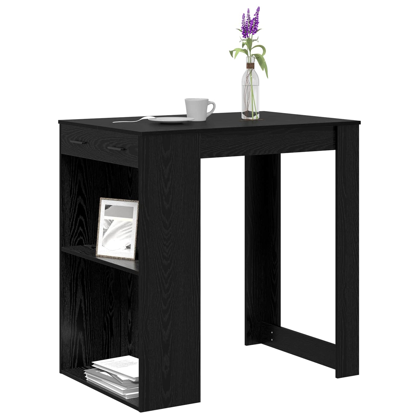 vidaXL Bar Table 102 x 70 x 103.5 cm Engineered Wood Black Oak