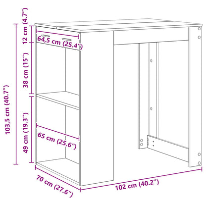 vidaXL Bar Table 102 x 70 x 103.5 cm Engineered Wood Black Oak