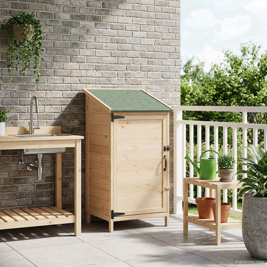 vidaXL Garden Shed with Roof Natural 59 x 56 x 113.5 cm Solid Fir Wood