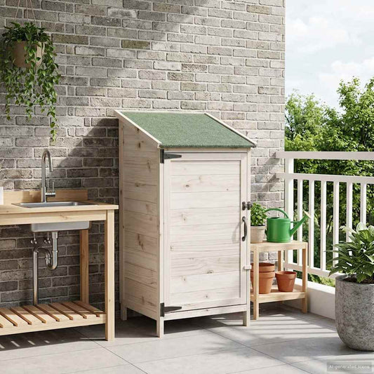 vidaXL Garden Shed with Roof White 59 x 56 x 113.5 cm Solid Fir Wood