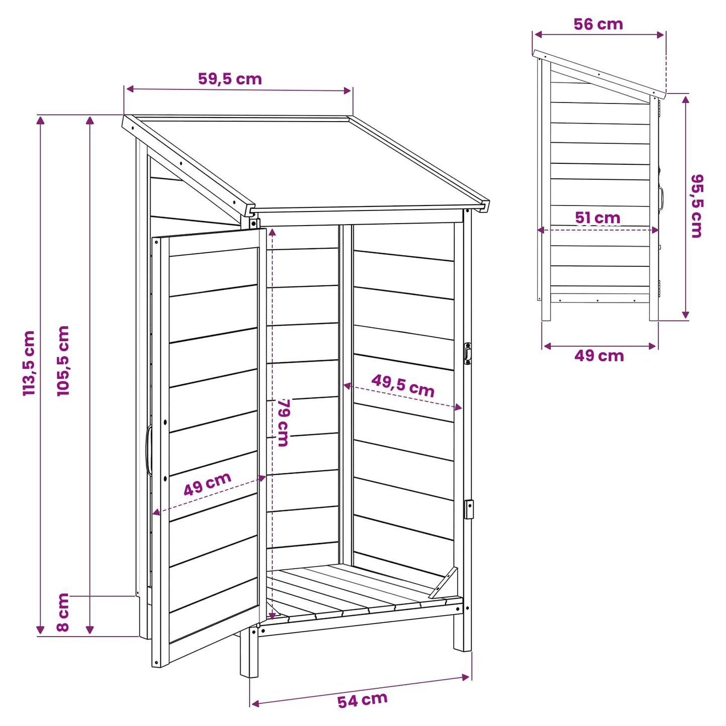 vidaXL Garden Shed with Roof White 59 x 56 x 113.5 cm Solid Fir Wood