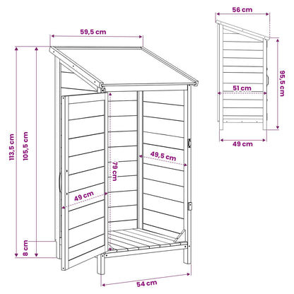 vidaXL Garden Shed with Roof Grey 59 x 56 x 113.5 cm Solid Fir Wood