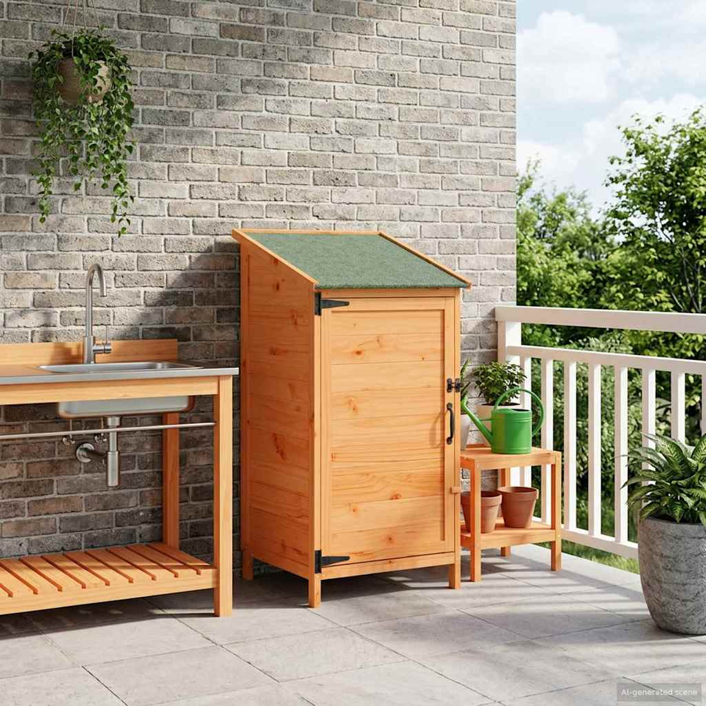 vidaXL Garden Shed with Roof Brown 59 x 56 x 113.5 cm Solid Fir Wood