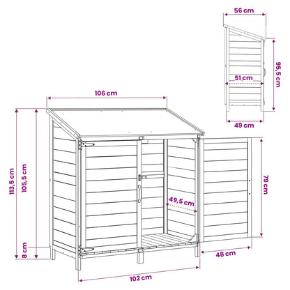 vidaXL Garden Shed Natural 106.5 x 56 x 113.5 cm Solid Fir Wood