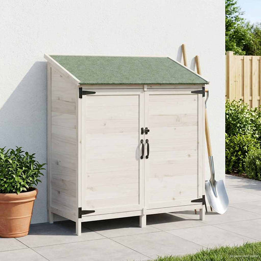 vidaXL Garden Shed White 106.5 x 56 x 113.5 cm Solid Fir Wood