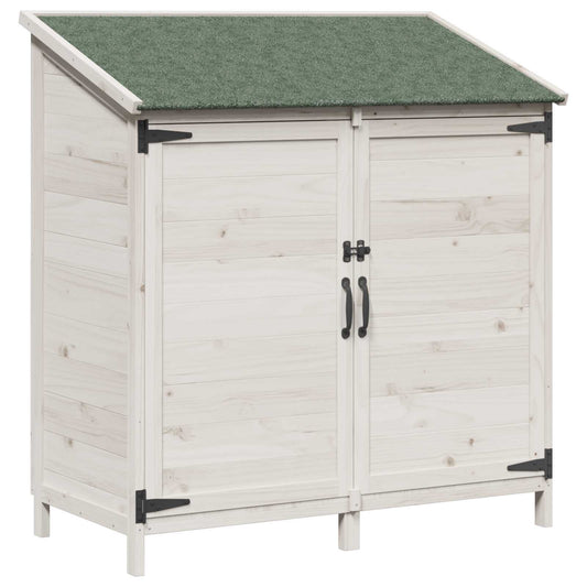 vidaXL Garden Shed White 106.5 x 56 x 113.5 cm Solid Fir Wood