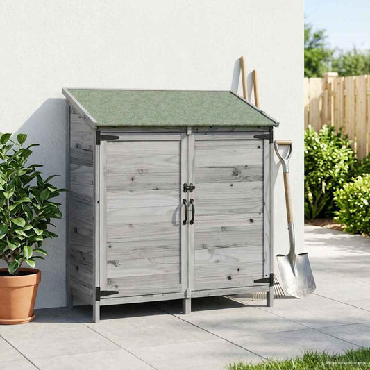 vidaXL Garden Shed with Roof Grey 106.5 x 56 x 113.5 cm Solid Fir Wood