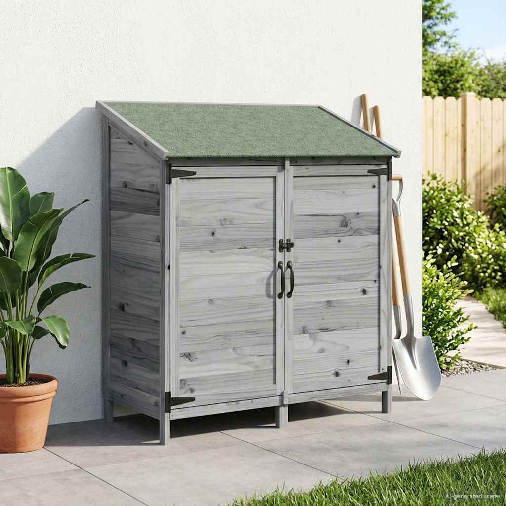 vidaXL Garden Shed with Roof Grey 106.5 x 56 x 113.5 cm Solid Fir Wood