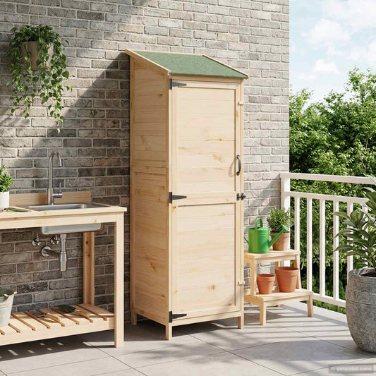 vidaXL Garden Shed Natural 59.5 x 56 x 176.5 cm Solid Fir Wood