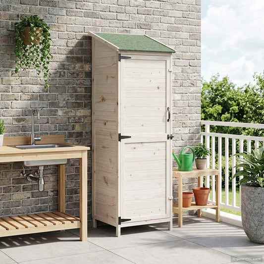 vidaXL Garden Shed with Roof White 59.5 x 56 x 176.5 cm Solid Fir Wood