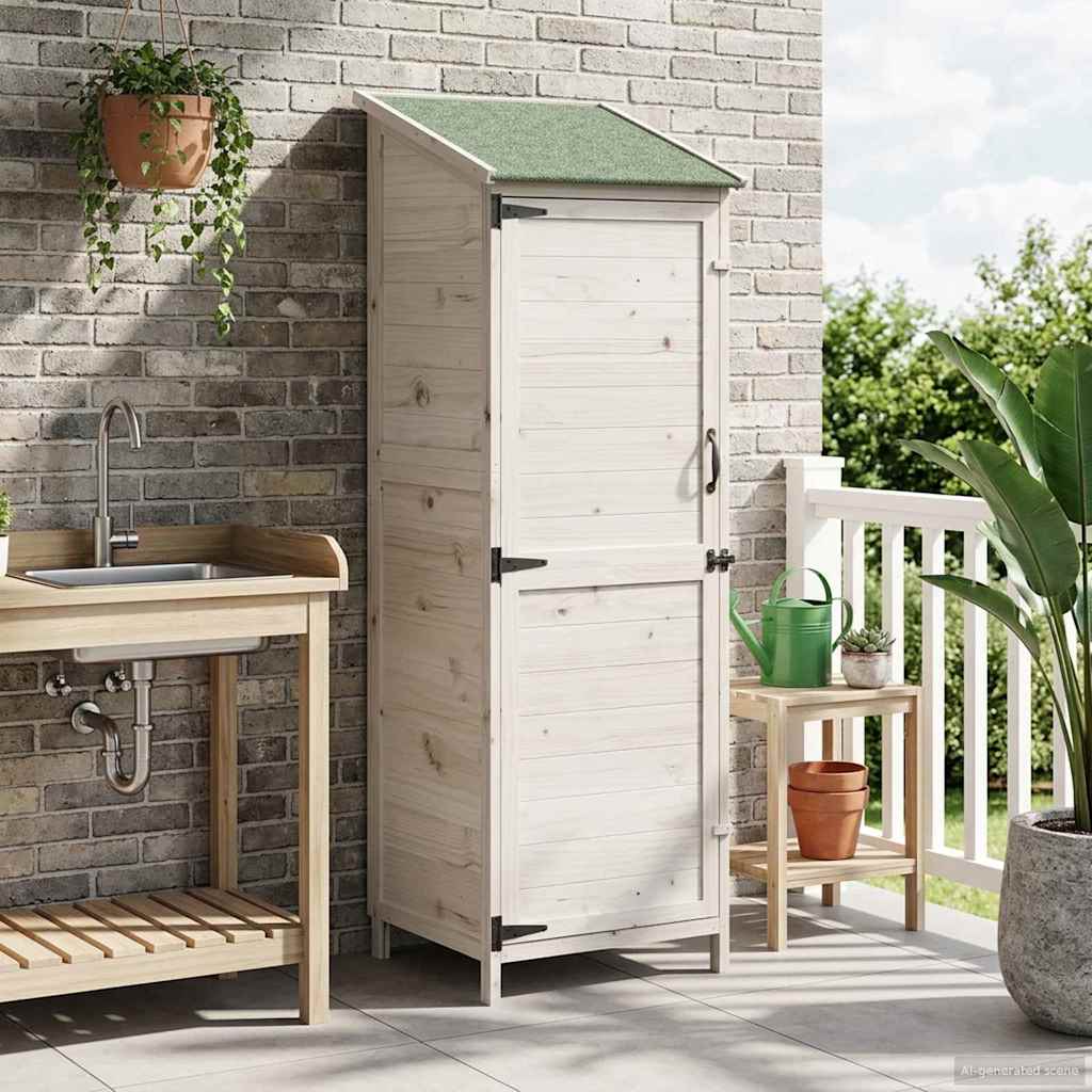 vidaXL Garden Shed with Roof White 59.5 x 56 x 176.5 cm Solid Fir Wood
