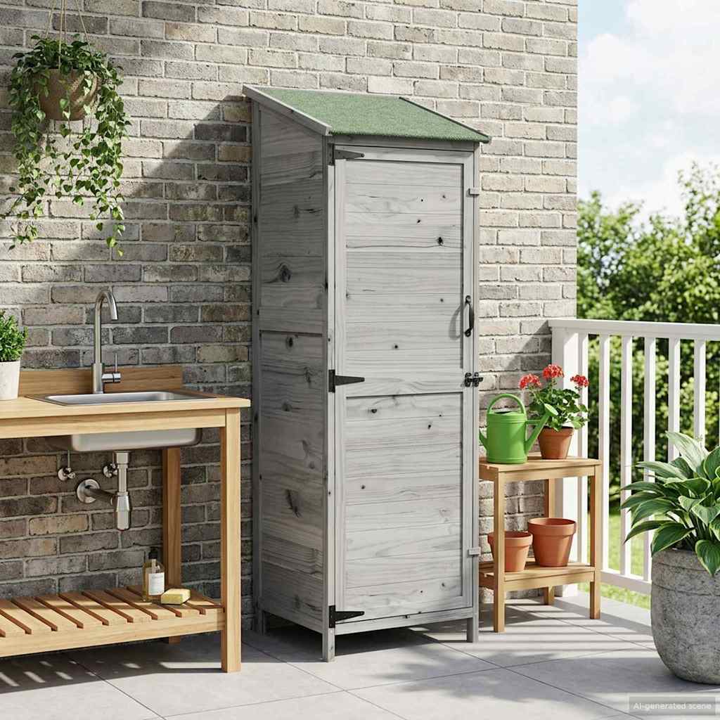 vidaXL Garden Shed with Roof Grey 59.5 x 56 x 176.5 cm Solid Fir Wood