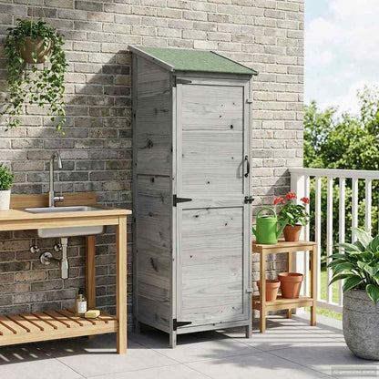 vidaXL Garden Shed with Roof Grey 59.5 x 56 x 176.5 cm Solid Fir Wood