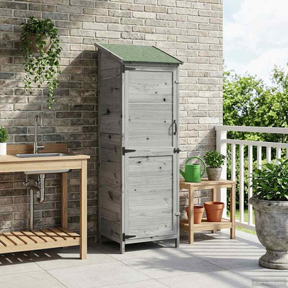 vidaXL Garden Shed with Roof Grey 59.5 x 56 x 176.5 cm Solid Fir Wood