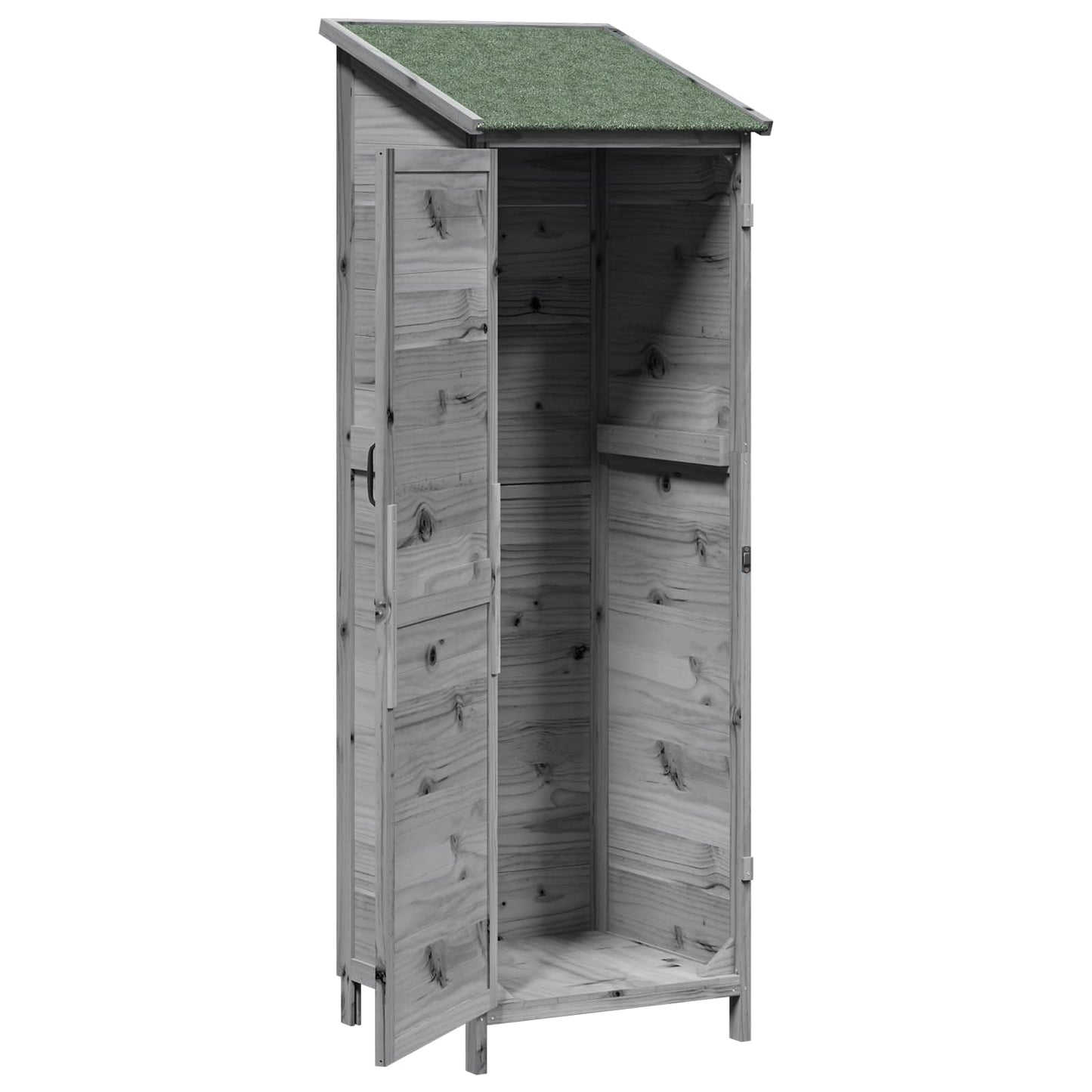 vidaXL Garden Shed with Roof Grey 59.5 x 56 x 176.5 cm Solid Fir Wood